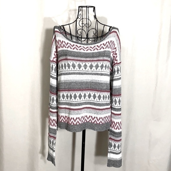 HOLLISTER Nordic Fair Isle Open Knit Boatneck Sweater - Picture 1 of 10